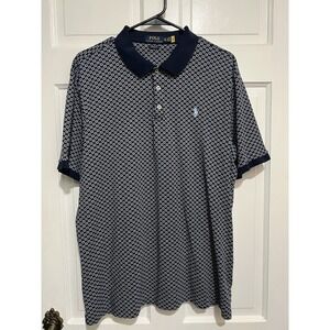 Mens Polo Ralph Lauren Size XL Blue Patterned Polo Shirt